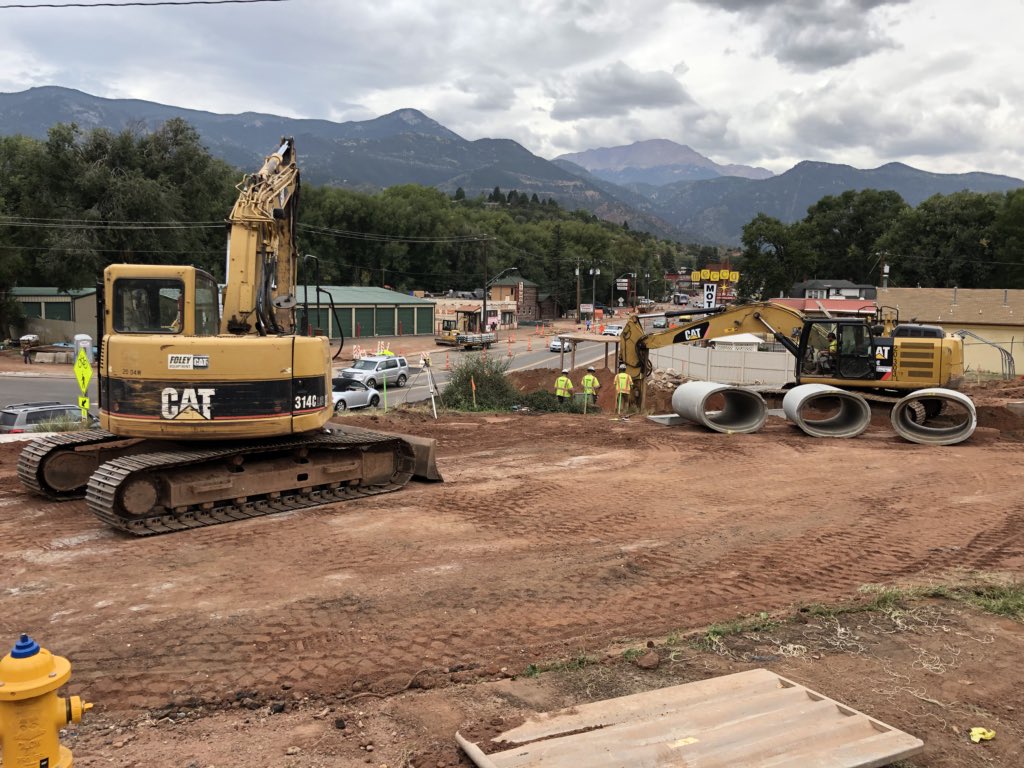 epccolorado_'s tweet photo. More progress at the #WAAP site.  Hoping to get Pikes Peak at Ridge Rd open to at least 1 lane of traffic by later this week. Meanwhile, finishing touches are happening at the bridge.  Hope to get new road paved in the next couple weeks. Full video update coming later this week https://t.co/w75rsbysNy