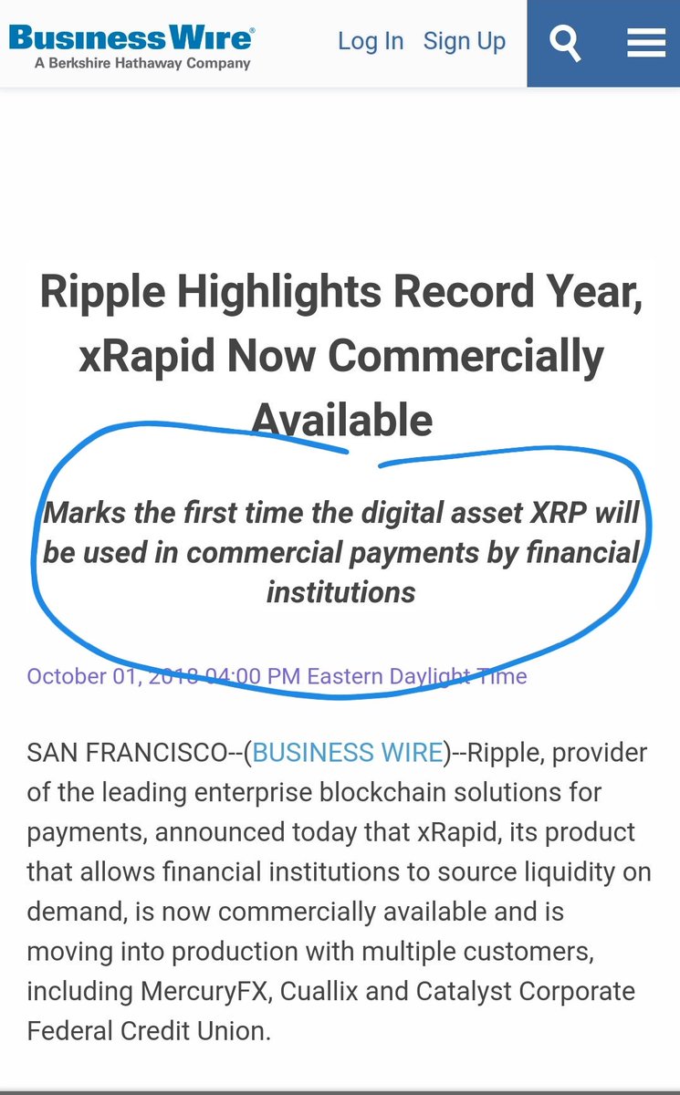 BankXRP's tweet photo. Ripple Highlights Record Year, xRapid Now Commercially Available

### Marks the first time the digital asset XRP will be used in commercial payments by financial institutions ###

https://t.co/j7377NgCQ3 https://t.co/c9zEpSgxv6