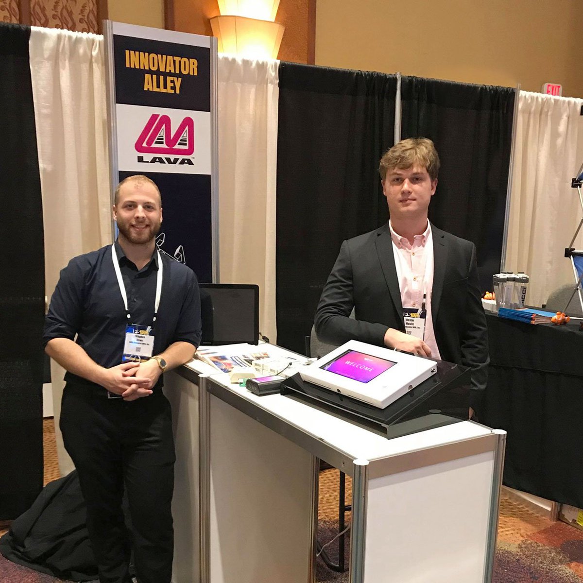 LAVALink's tweet photo. Demonstrating the possibilities of our LAVA Mobile Adapters with NFC card readers at #FSTEC. To learn more, visit https://t.co/IJkzKvGUy7. #simulcharge #tabletkiosk #tablet https://t.co/LvF6YPAE1V