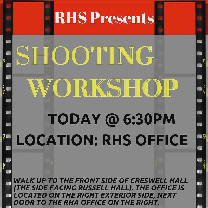 UGA_RHS's tweet photo. RHS General Body Meeting tonight is sure to be a treat! Come get some film practice. If not, be on the lookout for more info about our meeting on 10/15! https://t.co/WcUexIx0yn