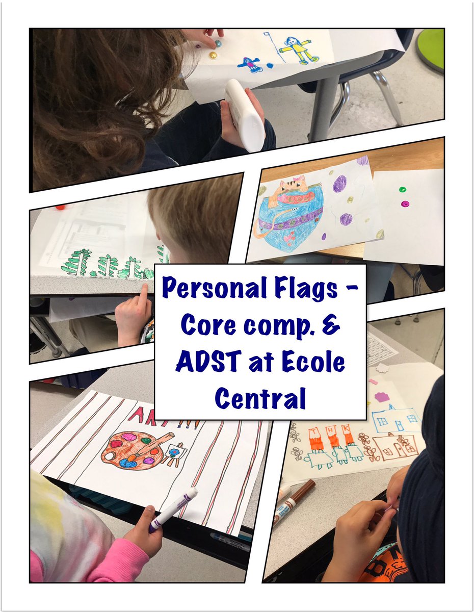 jarrodkbell's tweet photo. Students at Ecole Central are working on Personal Flags that depict what is important to them. The school wide activity ties Core Competencies to the ADST curriculum. #sd60 thank you @broydenbennett for the invite! https://t.co/JECi7HL5hf