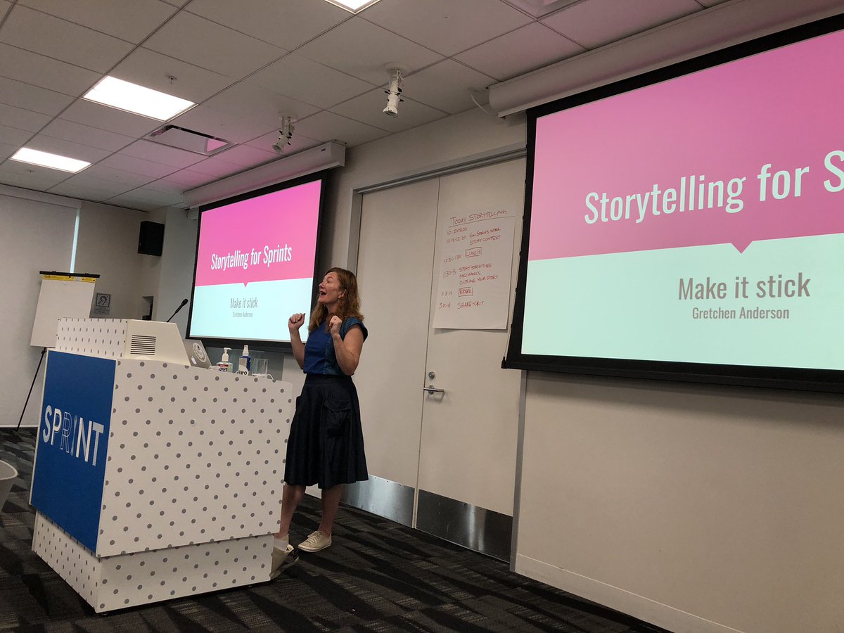 danapubs's tweet photo. Storytelling for Sprints — Gretchen Anderson | Even with my creative writing degree it literally never occurred to me to design a narrative in pitching and running a #designsprint @gretared #sprintcon18 https://t.co/pccucUBdKM