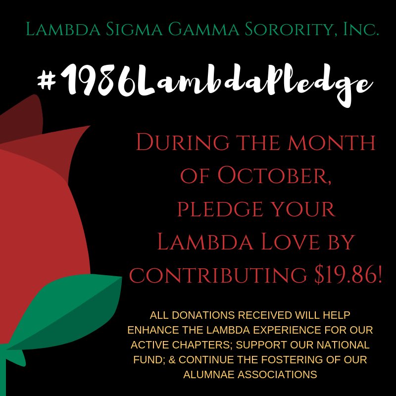 LSGSororityInc's tweet photo. Today, our #1986LambdaPledge begins. A one-time Lambda Pledge of $19.86 can enhance the Lambda Experience for Active Chapters, Support the National Fund, and continue supporting our Alumnae Associations.
 #IPSE #ΛΣΓ #Since1986 #LambdaAlumnae #LambdaSigmaGamma https://t.co/9H7khQbqdw