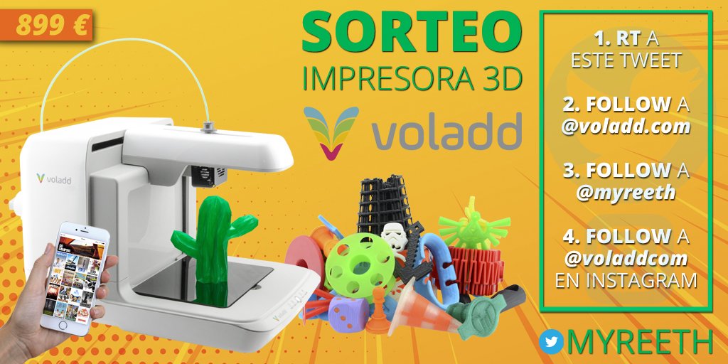 Myreeth's tweet photo. ✨ ¡SORTEO IMPRESORA 3D VOLADD VALORADA EN 900€! ✨

Requisitos: 
- RT al tweet
- Follow @VoladdCom &amp; @Myreeth en Twitter
- Follow a ellos también en Instagram (https://t.co/O6UEWpWVX2) 

PD: Dice la leyenda que sólo por darle RT vuestro elo mejora 🔥

Finaliza: 16/10 https://t.co/uSglD6ziHg