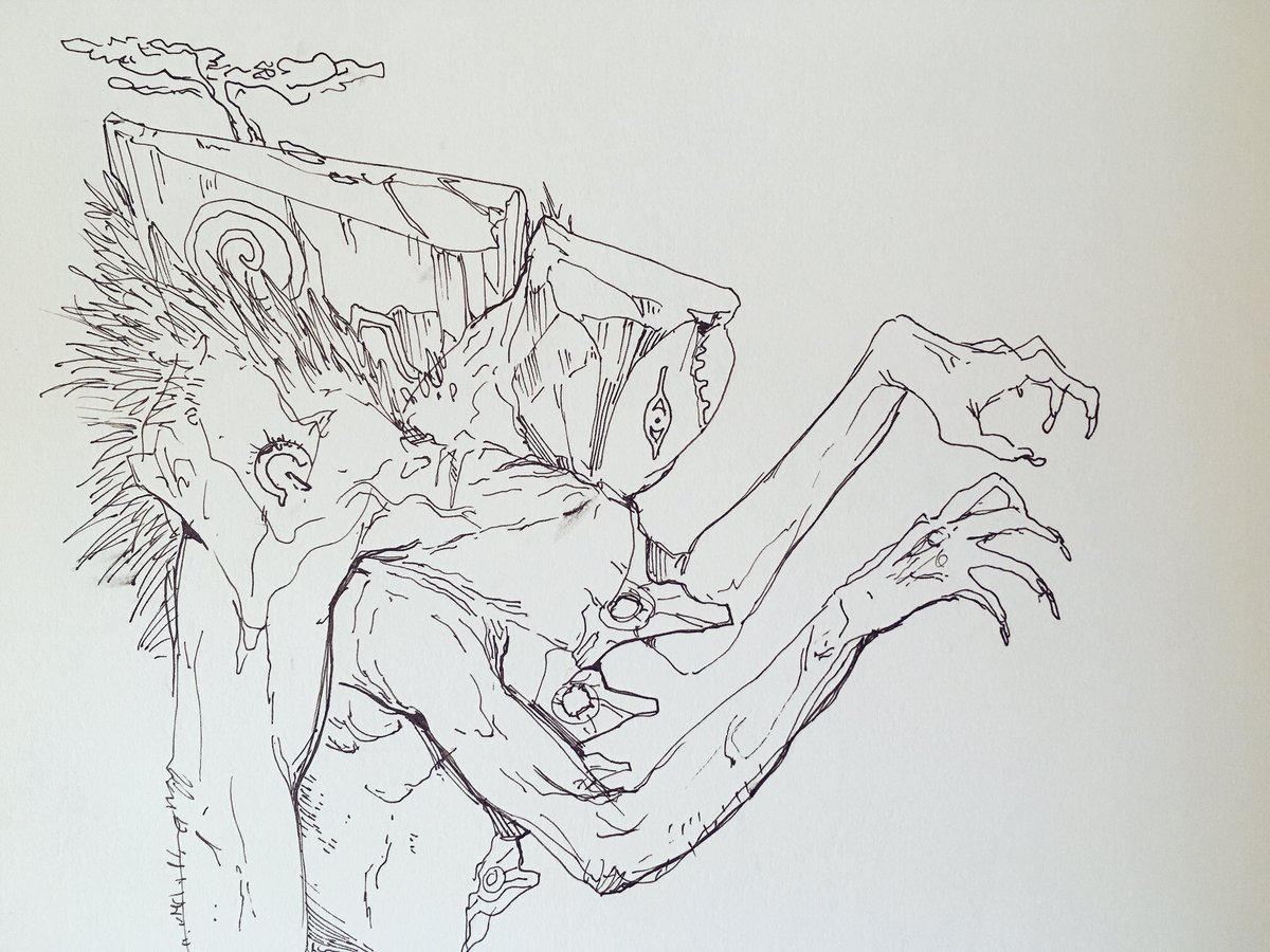 No plans for #inktober but I do have pens and paper so... weird monsters it is ? 