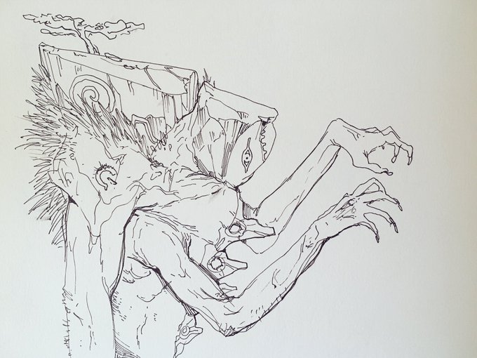 No plans for #inktober but I do have pens and paper so... weird monsters it is ? 