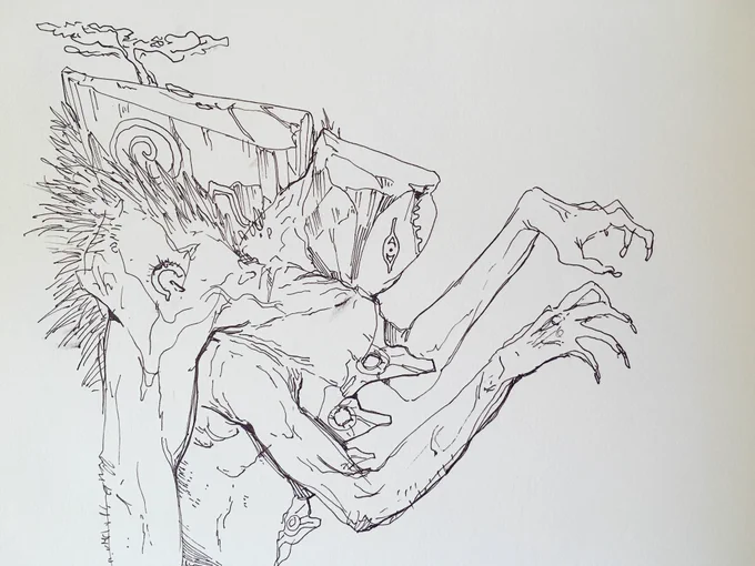No plans for #inktober but I do have pens and paper so... weird monsters it is ? 