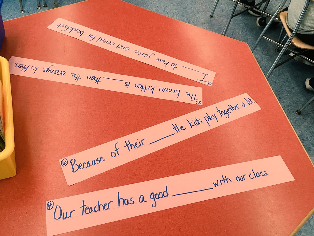 MsSilverman_'s tweet photo. This week, students in @MsByrne102 class went around the room, and worked together with new vocabulary words. They used context clues in the sentences to determine which was the PROPER word! 📝🤔 @parkwayschoolem @emeadowschools #emschool https://t.co/ZTDqlu3Kqy
