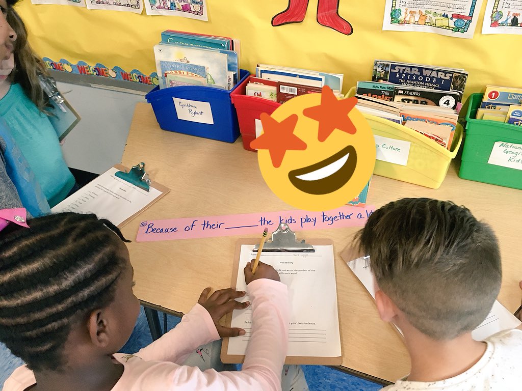 MsSilverman_'s tweet photo. This week, students in @MsByrne102 class went around the room, and worked together with new vocabulary words. They used context clues in the sentences to determine which was the PROPER word! 📝🤔 @parkwayschoolem @emeadowschools #emschool https://t.co/ZTDqlu3Kqy