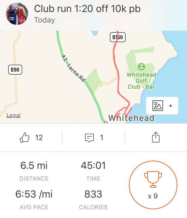 TGIFitnessUK's tweet photo. Well that was unexpected!  1 min 20 secs off my 10k pb now 42 mins 48 secs. Most of all I really enjoyed the windy night! Also got me the wonder run medal from POW Virtual Running.  #SmileOnMyFace @This_Dad_Runs  @UKRunChat #VirtualRunNI https://t.co/C39UFLTRX3