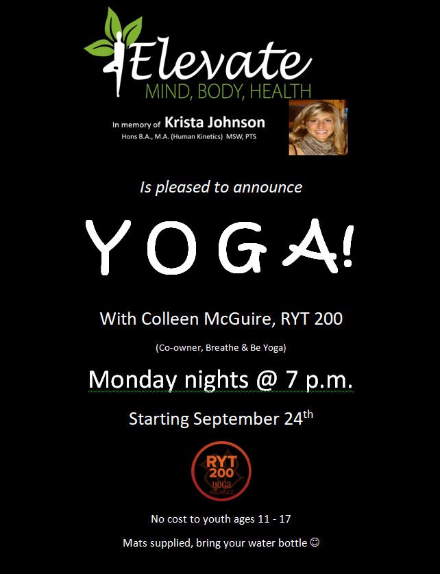 breathe_be's tweet photo. FREE YOGA tonight at 7, for youth ages 11 - 17 in Pembroke at Elevate, downtown Pembroke! #yogaeveryday #yogaalliance #ryt200 #calmchild #knowyourself #Mindfulness #free https://t.co/TUkwgCKEnk