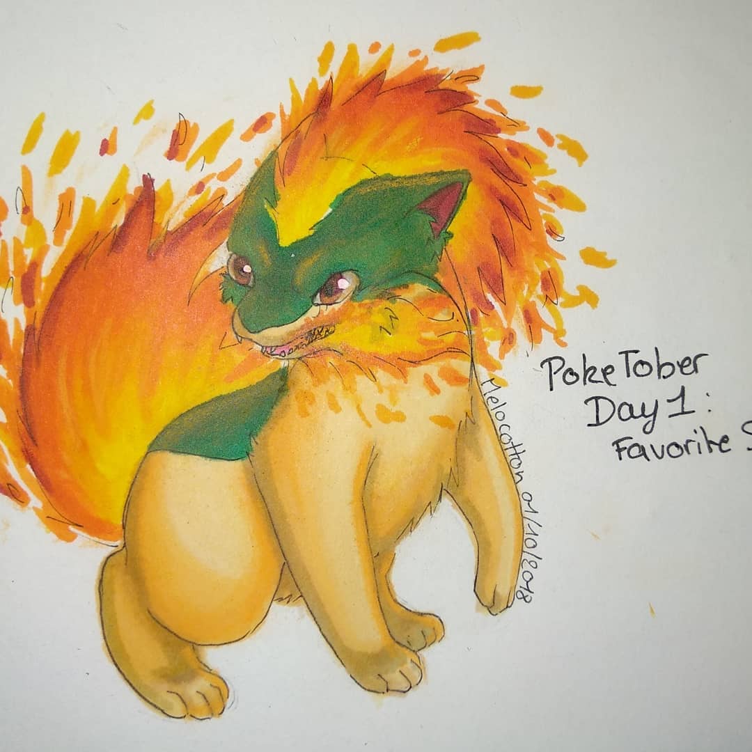 melocotton2610's tweet photo. Day 1 : Favorite Starter
Bon je l'ai fait au feutre et j'ai pris une autre liste donc je me suis un peu éloignée de #inktober original lol
#Inktober2018 #inktober #Quilava #feurisson #マグマラシ #インクトーバー #ポケモン #pokemon #drawing #promarkers https://t.co/31c0tcPenq