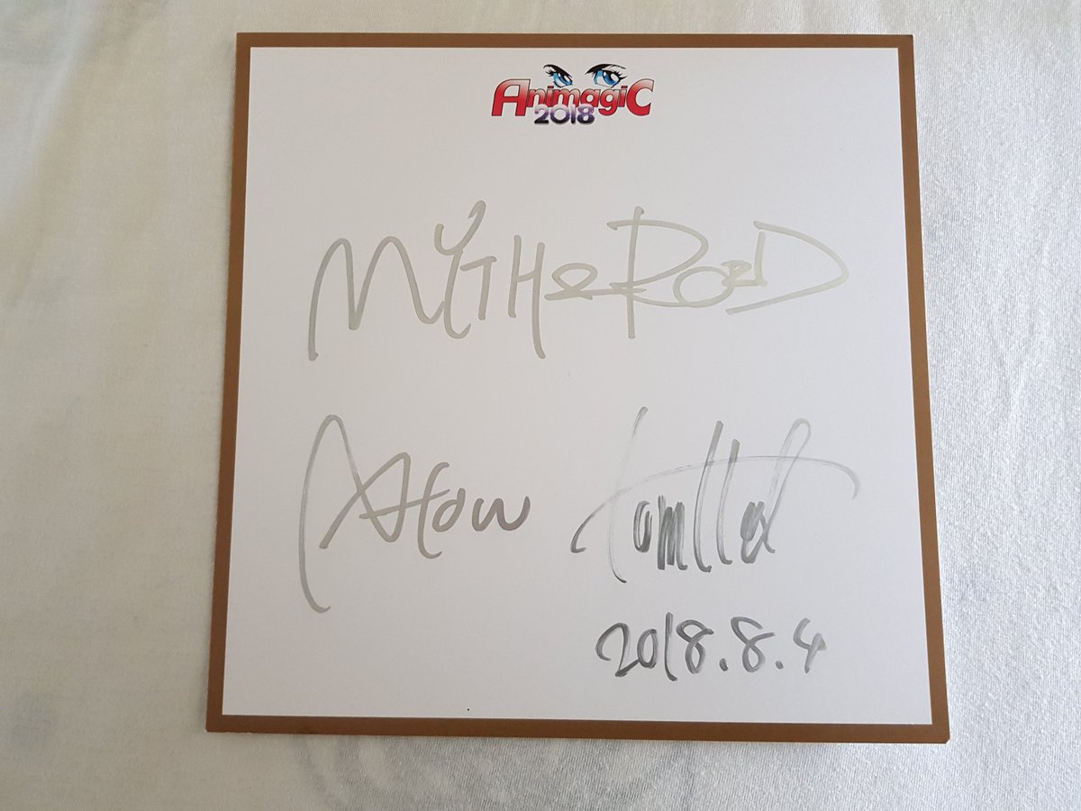 Stakwave's tweet photo. Sadly I wasn't visiting the #Animagic2018 personally, but my personal tenshi @TheMeliodass got me a signature of Myth & Roid which I wanted so badly.
I'm so happy he got it for me (≧∇≦*)
I need to visit Animagic next year. It sounds amazing. https://t.co/OOsOjMrvRJ