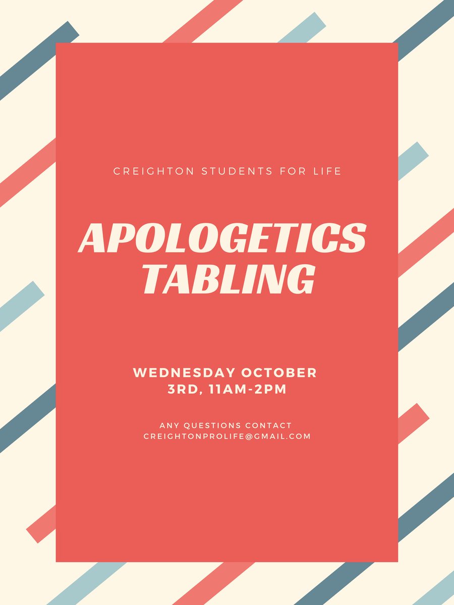 CUProLife's tweet image. Come out to apologetics tabling on Wednesday!!!
