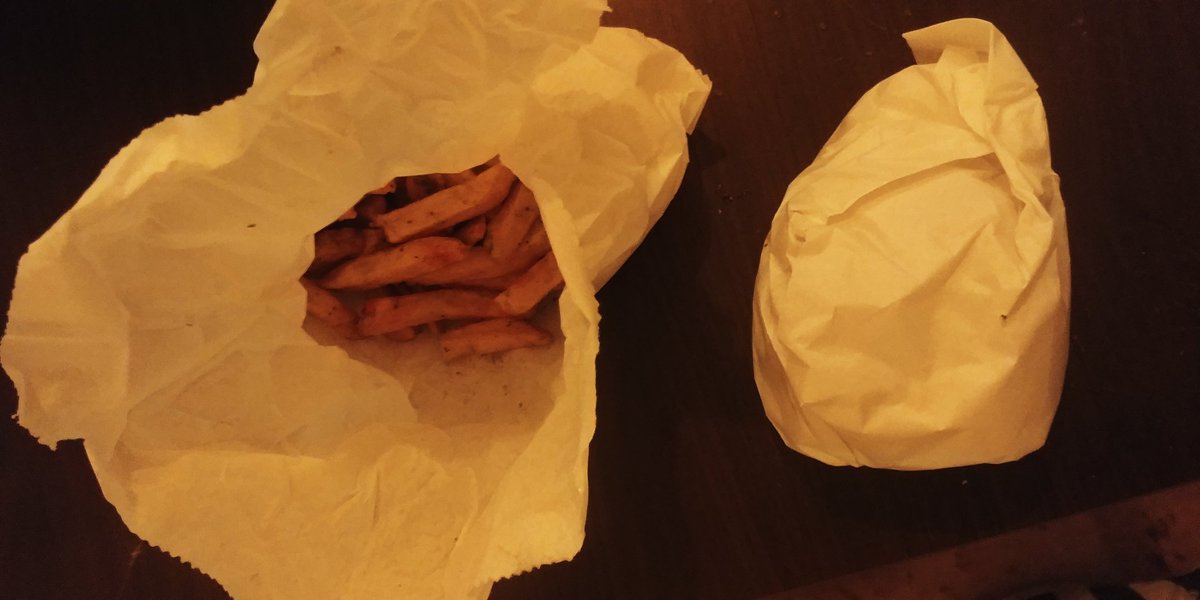 XannaRoss's tweet photo. When you order @honestburgers through @Deliveroo and your chips come in a paper bag!!😳#soggychips https://t.co/ubaCrMnStb