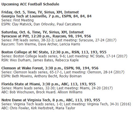 WillStewartTSL's tweet photo. #Hokies: 15 years ago, did you ever think you'd see the day where FSU-Miami would be bumped to 3:30, and VT would be the feature matchup at 8 PM on ABC ... against Notre Dame?  Wow. https://t.co/joSbFLWgQ3