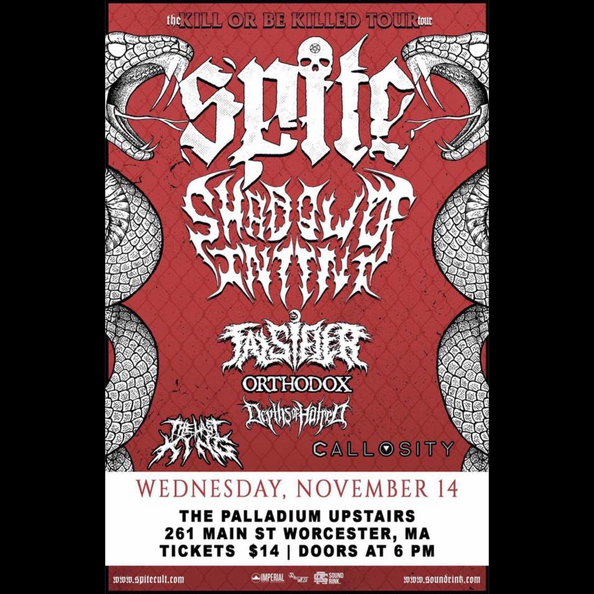 CallosityBand's tweet image. We have officially been added to the Spite &amp;amp; Shadow of Intent: The Killed or Be Killed Tour at the Palladium in Worcester, MA! We are so happy to be invited back and we can't wait to see everyone there.
Get your tickets here:
bit.ly/2DT7Ets