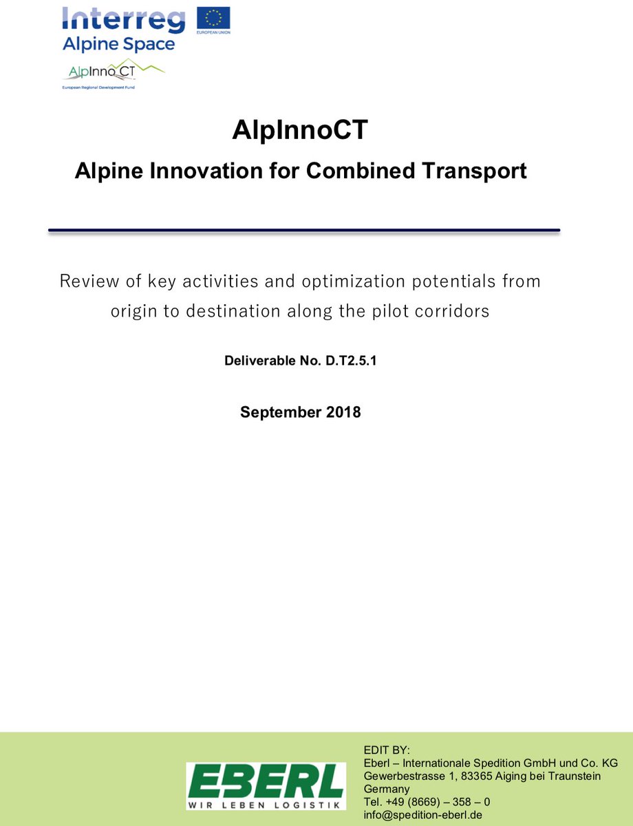 AlpinnoCT's tweet photo. 🎙️🗣️The AlpInnoCT partnership released a 🆕 deliverable.
📥 https://t.co/bXSLRcr4vH📥
The report is a review of key activities and optimization potentials from origin to destination along the pilot corridors of the #AlpInnoCT project. https://t.co/TASB2t6QB7