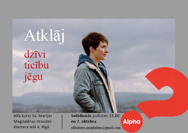 Madalas_draudze's tweet photo. Aicinām pievienoties jaunajam Magdalēnas draudzes Alfa kursam, kas norisināsies svētdienās pl. 15.00 no 7. oktobra līdz Ziemassvētkiem! 
Katra pēcpusdienas tikšanās ietvers maltīti, lekciju un diskusiju grupās. 
Ir gaidīts ikviens! https://t.co/zMEJLjVztH