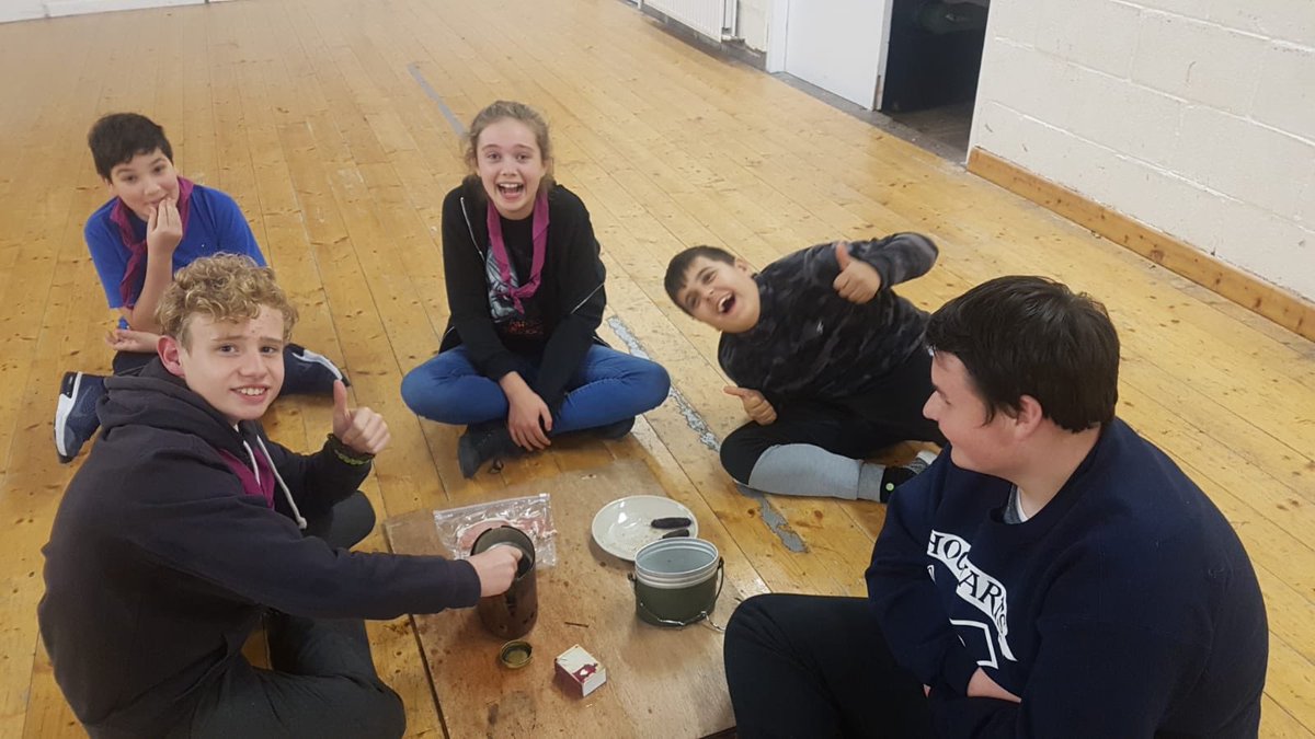 The 3 scout patrols doing trangia cooking as part of their Backwoods 🌲programme cycle! #ScoutsIE