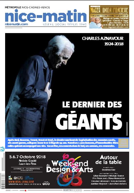Nice_Matin's tweet photo. La une de Nice-Matin du mardi 2 octobre 2018 https://t.co/pXW6T2WDqm