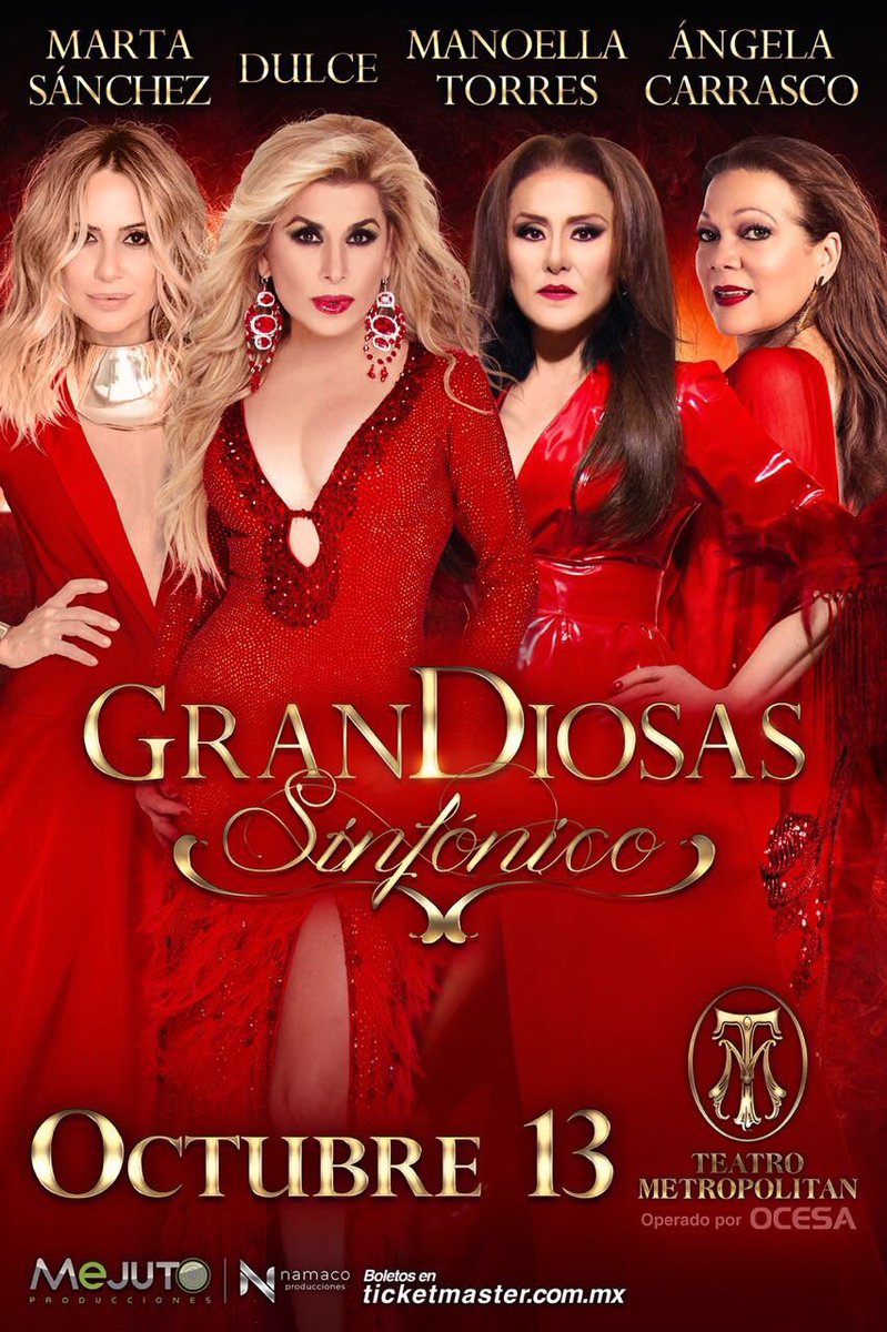 hugomejuto's tweet photo. Este próximo SÁBADO 13 de OCTUBRE en el “Teatro Metropólitan” 

* GRANDIOSAS SINFÓNICO” 

4 Diosas de la Música 🎤

@Martisima_SoyYo 
@LaCantanteDulce 
@Manoella_Torres 
@carrascoangela1 

Boletos 🔜: https://t.co/CEMEI7PPgC

#Sinfónica 
#Orquesta 
#Trayectorias 
#Hits

RT ✔️ https://t.co/QOjjBOaKy5