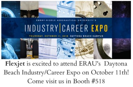 ERAU students and grads!  We want to see you on October 11th!  We are excited to talk to you about our opportunities at Flexjet, Booth 518! #ERAU #aviation #bizav #letstalk