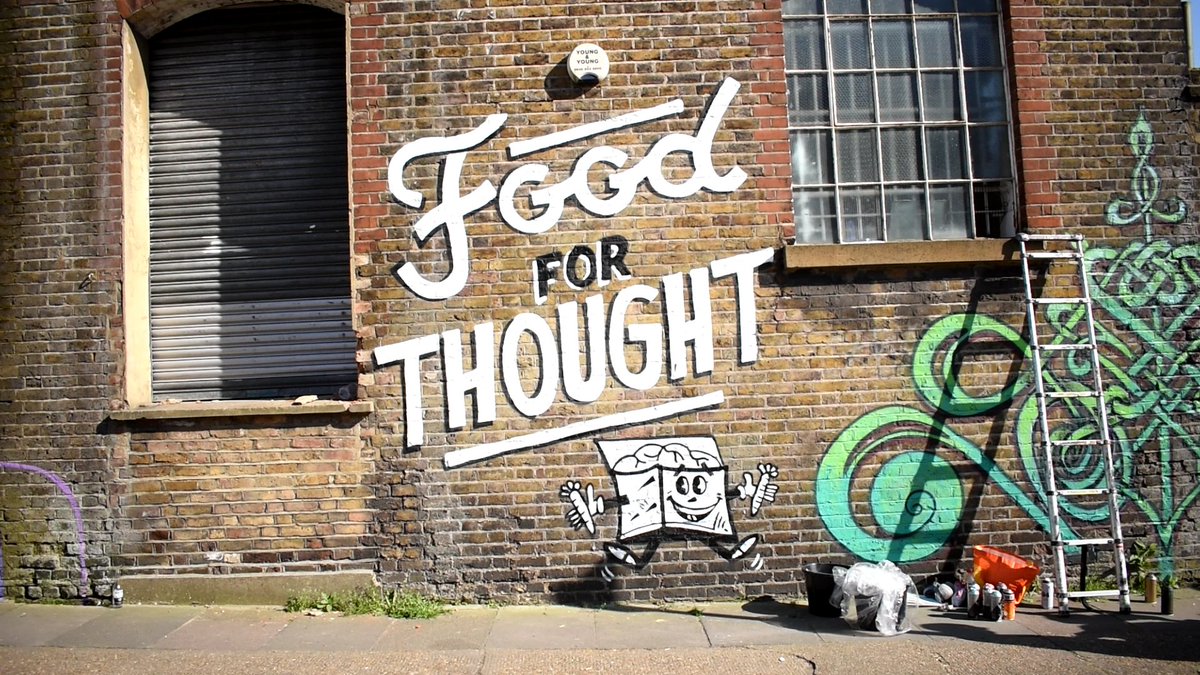 "Food for thought" a fun typography piece by Alex Amery organised by us for our #WallsProject in 2017
-- --
#GlobalStreetArt #Streetart #PaintedCities