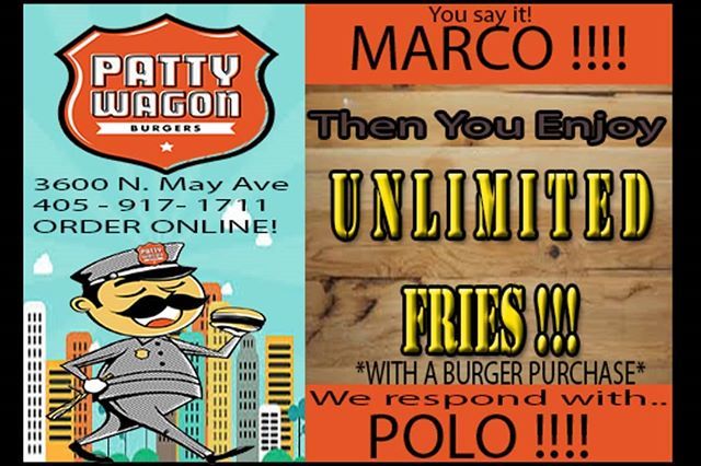 pattywagonokc's tweet photo. #okcburgerweek continues this Monday with unlimited fries after saying code word MARCO.
#pattywagonokc #eatlocal #eatlocalok #eatlocalokc #keepitlocal #keepitlocalok #certifiedangusbeef https://t.co/lKiligk621 https://t.co/cOOoJRs5rR