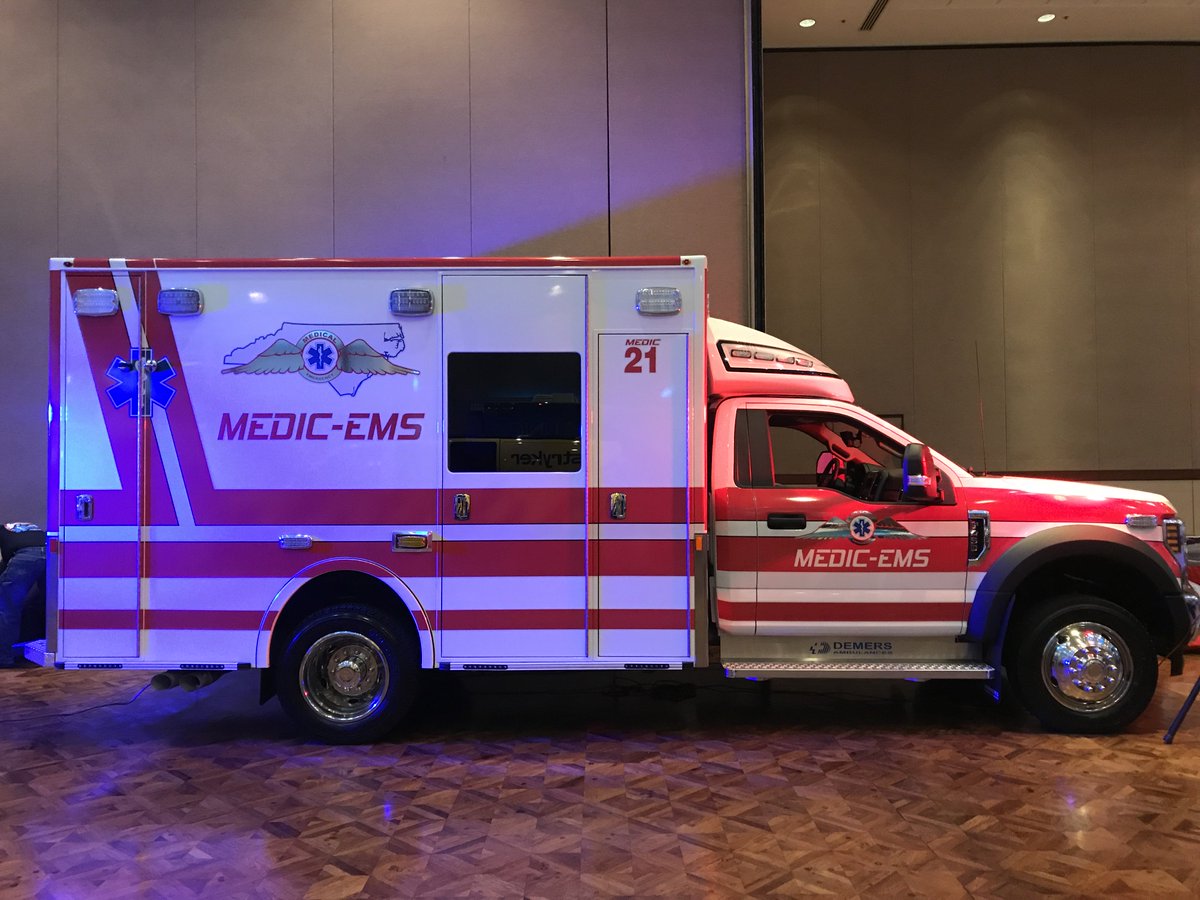 1FPGroup's tweet photo. Come visit First Priority Emergency Vehicles at the NC EMS Expo - EM Today in Greensboro, North Carolina. We are displaying Medic of Asheville's @DemersAmbulance MXP 150 on a Ford F-450 4x4. Swing by the Koury Convention Center and let's talk! #AlwaysFirstBuiltToLast #NCEMS https://t.co/qaESvgqthp