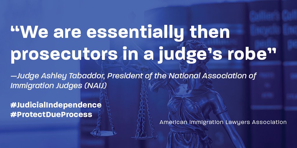 AILANational's tweet photo. The National Association of Immigration Judges has spoken out against AG Sessions’ policies that undermine #JudicialIndependence, including case completion quotas for judges.  #ProtectDueProcess  https://t.co/kRSMaVRGHx https://t.co/X6F3BaBK7M