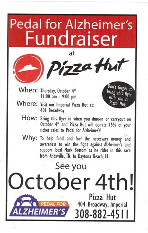 CCS_FBLA's tweet photo. Pizza Hut has teamed up with @pedalforalz for a fundraiser October 4th! Please support in any way you can! #chasecopride https://t.co/SDqjsQ3YW4