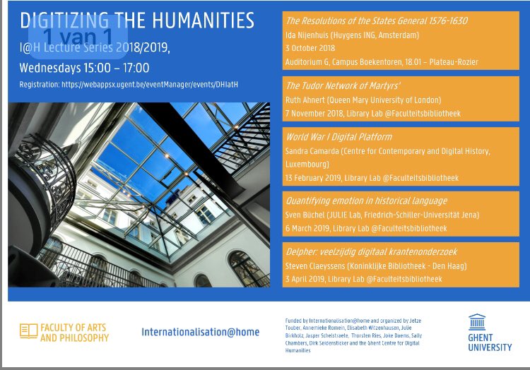 GhentCDH's tweet photo. A few days (2) away and we launch a brand new event: a lecture series on #digitalhumanities & ongoing research. First lecture is on the use of ocr and htr in early modern texts by Ida Nijenhuis @HuygensING. It is in Dutch. Join us, its free. Register at: https://t.co/l5beWrC50g https://t.co/VsVz6dAR9D