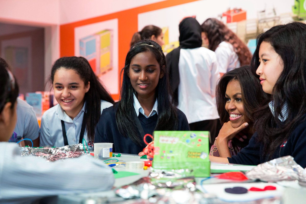 ObamaFoundation's tweet photo. .@MichelleObama will be stopping by @TODAYshow on October 11 to celebrate #InternationalDayofTheGirl and make an announcement about her work with global adolescent girls' education. There'll be performances by @kelly_clarkson, @IAMJHUD, and @Meghan_Trainor, too. Don’t miss it! https://t.co/kVfV2vz1Q4
