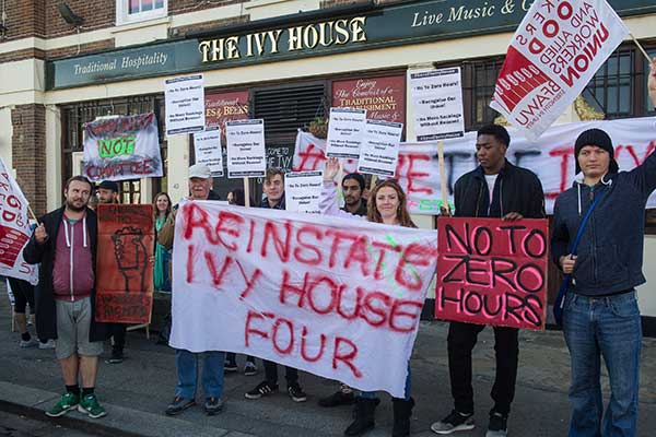 socialistworker's tweet photo. Workers at #IvyHouse pub in #southLondon are on their third day of a wildcat strike.
Their action has already forced bosses to back down over all three demands #Notozerohours #IvyHouseFour #savetheivyhouse https://t.co/l1yxm9Inku https://t.co/c3HFY6OkPN