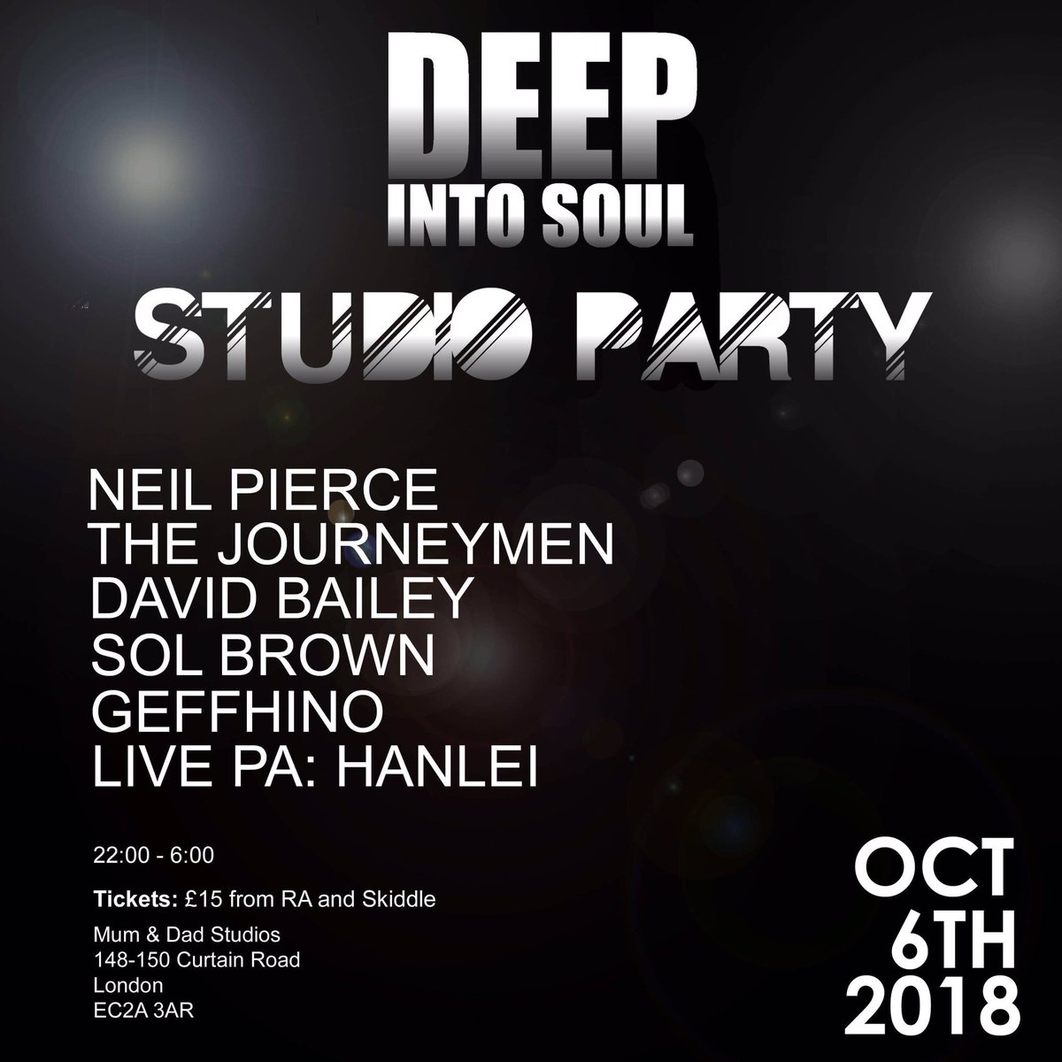 Tickets available now via RA: residentadvisor.net/events/1154036 <a href="/DeepIntoSoul/">Deep Into Soul</a> <a href="/djneilpierce/">Neil Pierce</a> <a href="/davidbailey80/">djdavidbailey</a> <a href="/Geffhino/">Geoff Henry</a> <a href="/The_Journey_Men/">The Journey Men</a> <a href="/TastebudzEvents/">Scott Searle</a> <a href="/HanLeiMusic/">HanLei - WE SING,WRITE & ARRANGE.</a>