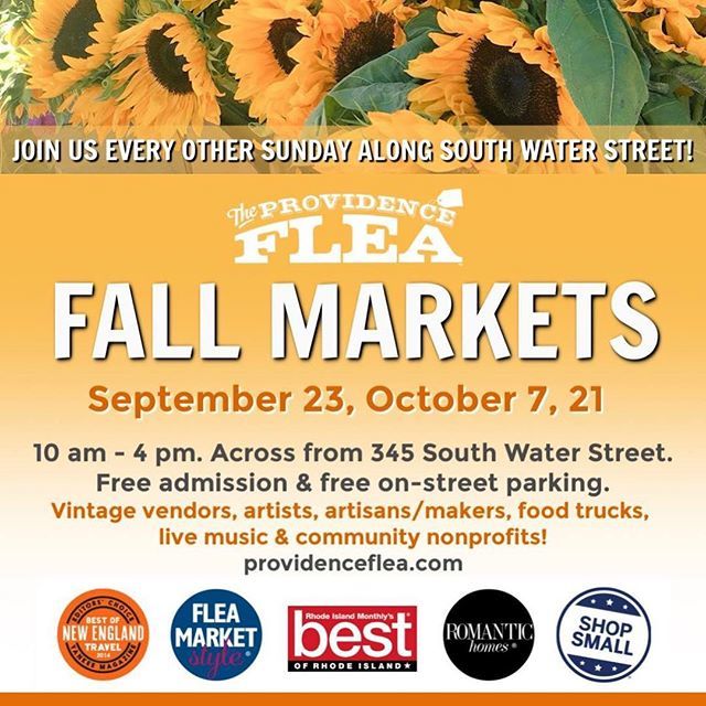 ProvidenceFlea's tweet photo. Ok Flea friends, we’re back and gearing up for our next #chockfull #fallmarket this Sunday! Stay tuned for market highlights coming up tomorrow! #getoutandflea #sundayfunday #autumn #buylocal #livelocal #vintage #artisans #makers #foodtrucks #livemusic https://t.co/cAfDGx2IDM https://t.co/ikOaqca2ln