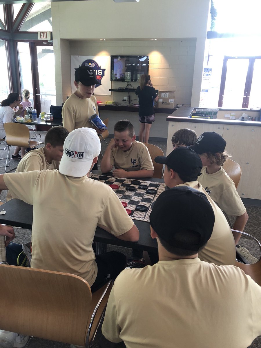 Boys taking a break and playing some checkers after their first round victory over Athens! On to the next one. #SETAC