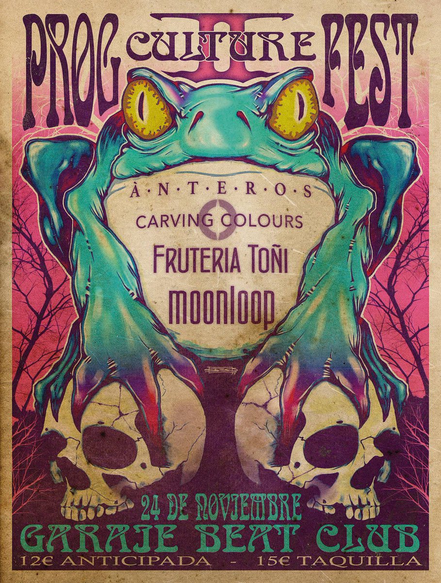 Cartel completo de la segunda edición del #ProgCultureFest

rockculture.es/cartel-complet…

<a href="/Anterosband/">Ànteros</a>
<a href="/MoonloopBand/">Moonloop</a> <a href="/Fruteriatogni/">Frutería Toñi</a> <a href="/carvingcolours/">Carving Colours</a> @garajebeat