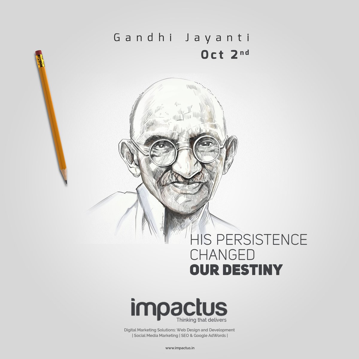 ImpactusM's tweet photo. #GandhiJayanthi #MahatmaGandhi #october2 #HumbleBeing #FatherOfNation #BirthDay #salute #Birth #anniversary #persistence #wishes #Impactus https://t.co/qnC1eVDbvI