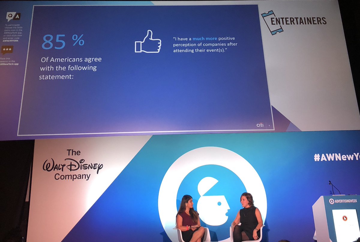 TawkThatChic's tweet photo. So what does the Power of Experiencelook like? 85% of Americans say they “have a much more positive perception of companies after attending their event” per @Citi research shared by @jennbrightup @advertisingweek @WavemakerUS #AWNewYork #WMatAdweek #FutureMakers https://t.co/bTGb2mxL2q