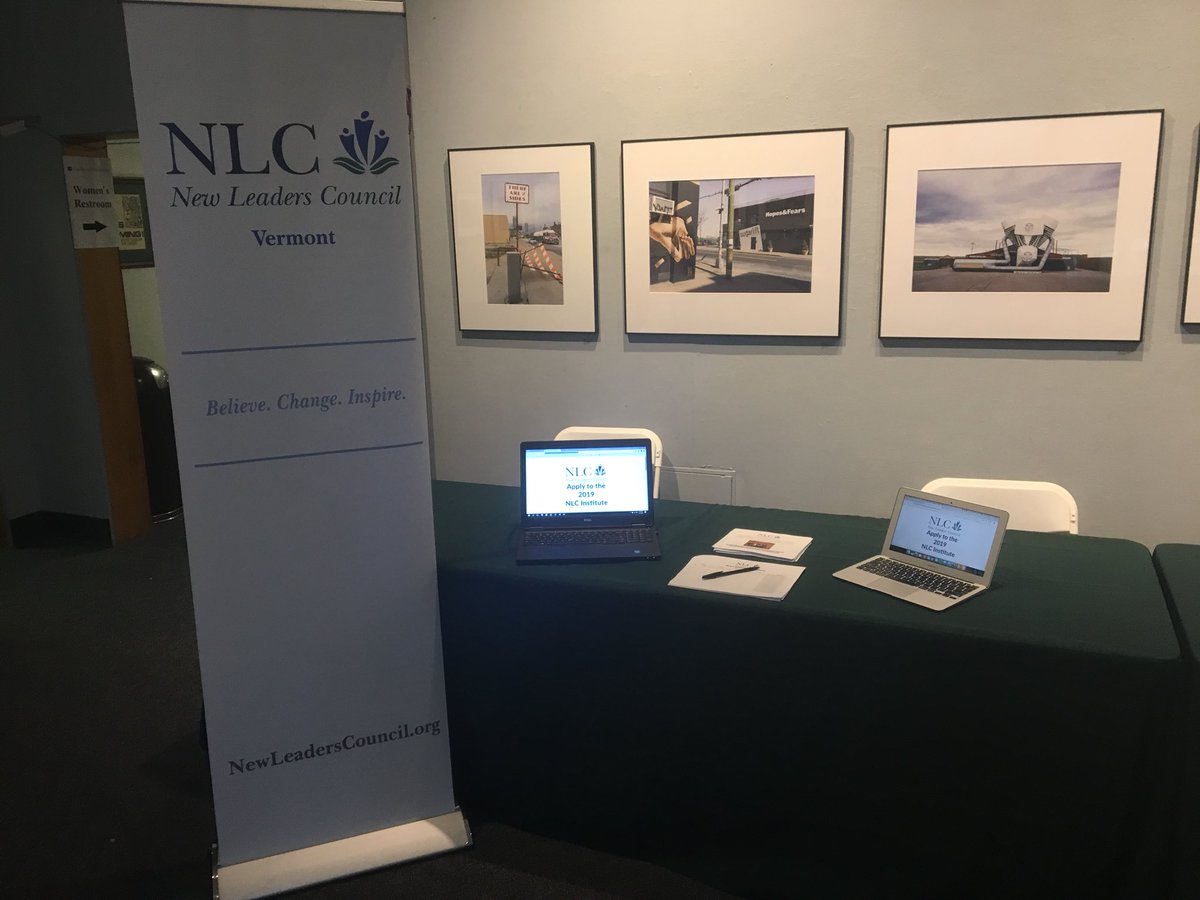 NLCVermont's tweet photo. If you’re at the #makingithappenVT Leadership Summit at @CastletonEdu today you still have an hour and a half to pop by our table in the Fine Arts building and get your application for NLC VT in! We’ve got laptops set up and ready for you to apply. https://t.co/hG1GPwLhvK