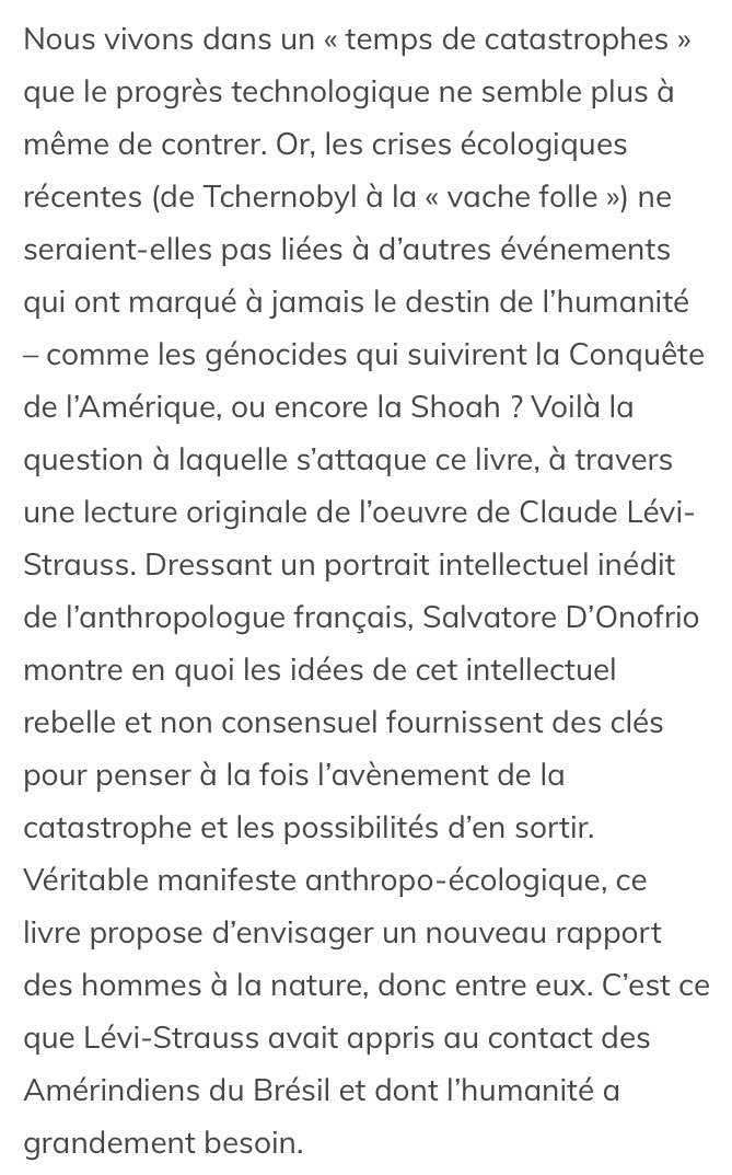flr_louis's tweet photo. Salvatore D’Onofrio
Lévi-Strauss face à la catastrophe à paraître @EditionsMimesis https://t.co/m8SqWeIV1G