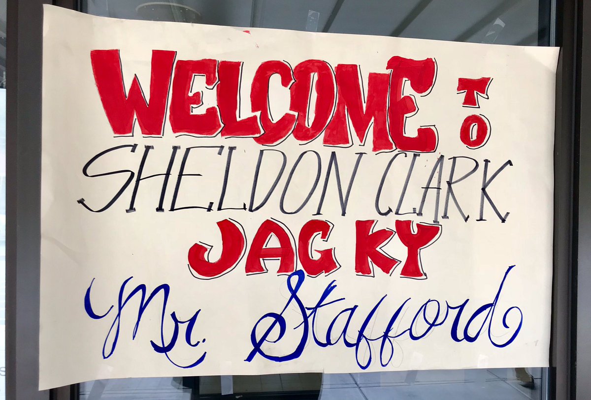 JAGkentucky's tweet photo. SCHS welcomed JAG KY Regional Director George Stafford to their school! The students created signs as part of their official greeting committee! Hope you liked Cardinal Nation, Mr. Stafford! Come again soon! #SheldonClark https://t.co/hl1J4g8foQ