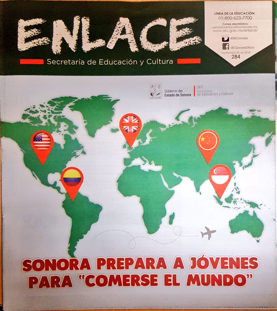 CecytesSonora's tweet photo. Gracias a la revista ENLACE de @SECSonora, por ayudarnos a difundir los logros nacionales e internacionales de nuestros estudiantes.👍💯 #OrgulloCECyTE https://t.co/Nl6oVGGSMM