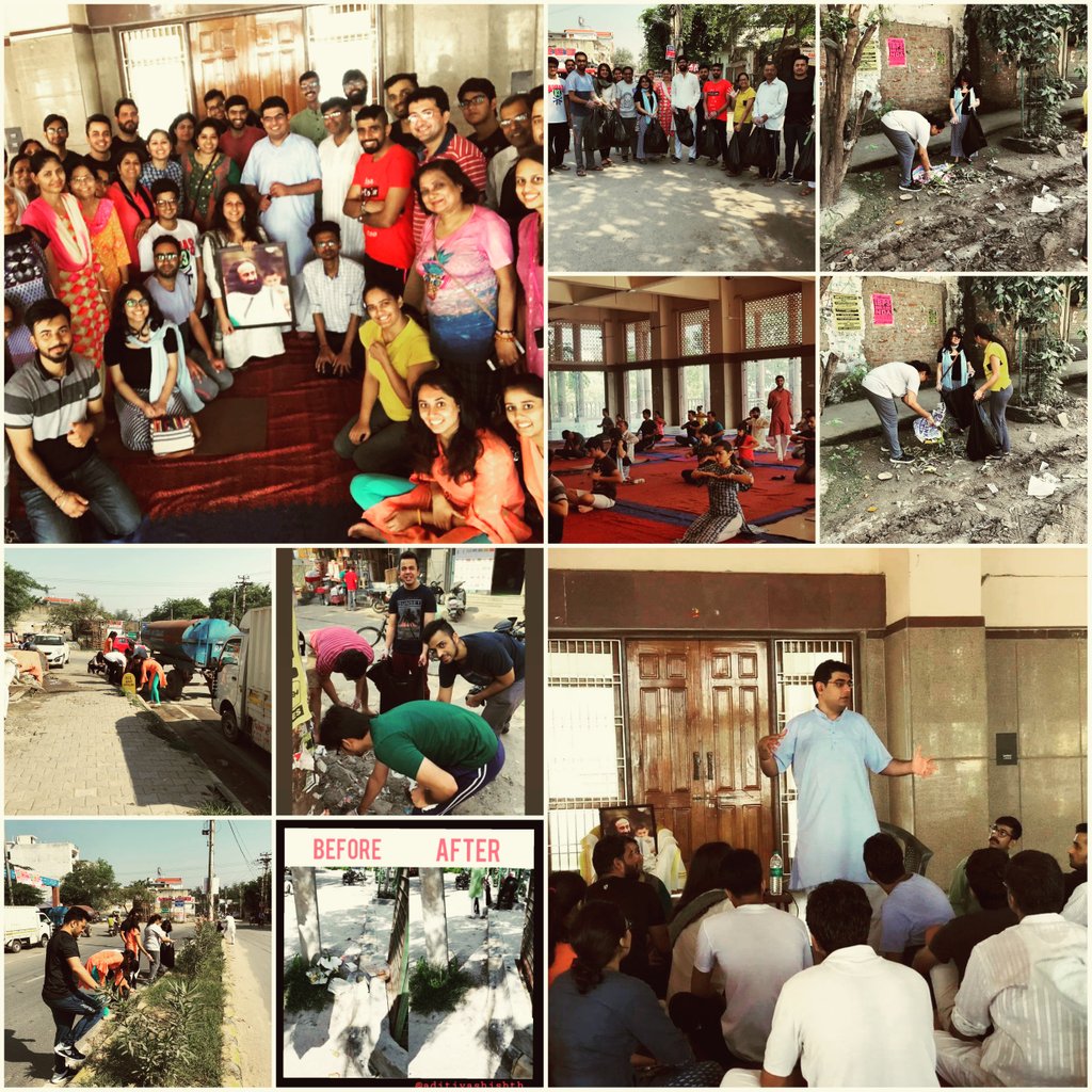 The young @Artofliving Dwarka brigade came forward  to utilise their Sunday.Post games,meditation & knowledge each one stepped on streets to clean garbage & educate people.@aditi_08 #swachtaabhiyan #swachtahiseva #mycleanindia 
@SriSri @narendramodi @swachhbharat