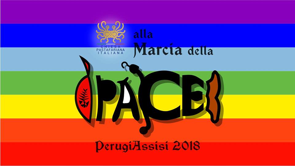 CPITreviso's tweet photo. il Pastafarianesimo è uno dei pochi culti che si fa vanto di non aver mai mietuto vittime nel nome della propria divinità. Dormenica navigheremo il fiume colorato assieme a tante altre persone  per costruire la #PACE. #marciadellapace #7ottobre
 RAmen!
SI VIS PACEM 
PARA PASTAM https://t.co/5PkxtONus7