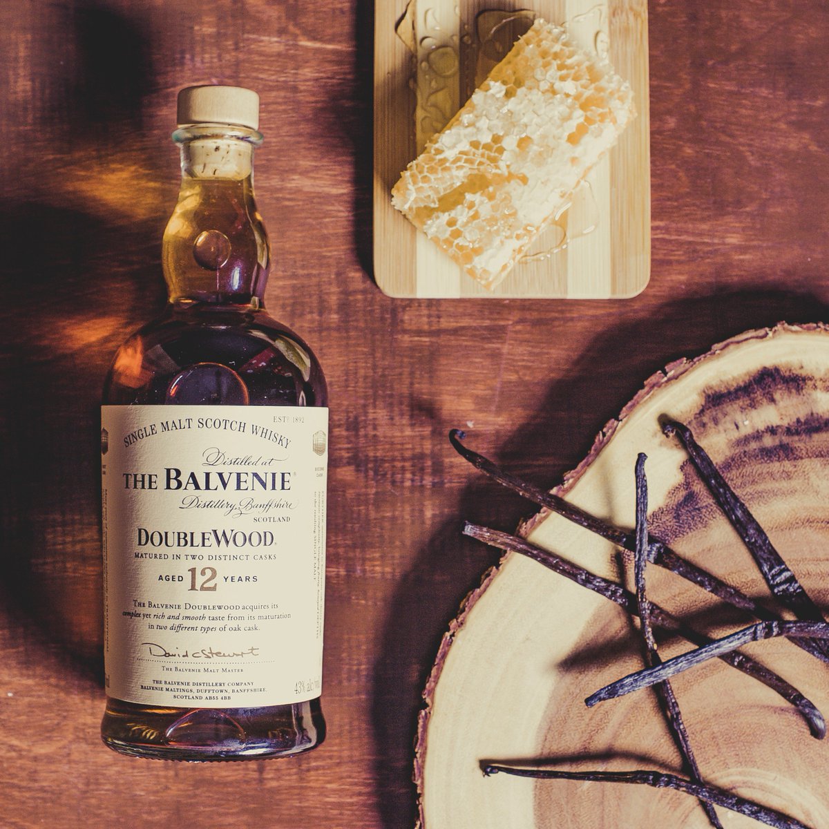 Layered with honey and vanilla, The Balvenie DoubleWood 12 Year Old combines a smooth mellow sweetness with a long warm finish.  It’s like being tucked in by a whisky.