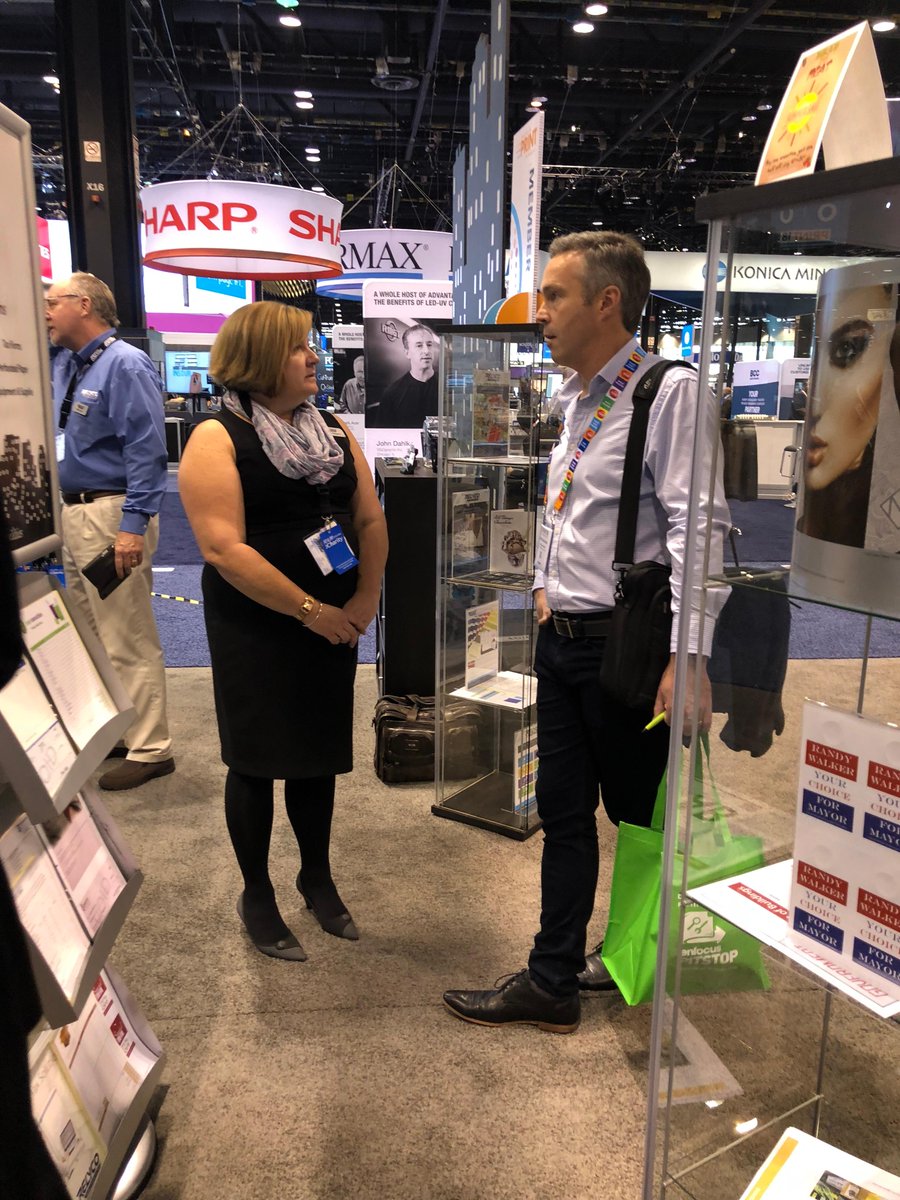 RelycoSales's tweet photo. We're having a blast @thePRINTevent! As you can see, we love connecting with people. Stop by booth #1019 &amp; chat with us about our recent expansion of our #syntheticpaper offerings! Why did we expand the #RELVAR brand? What's special about the new paper? Find out! #relyco #PRINT18 https://t.co/4CXuUI7OWB