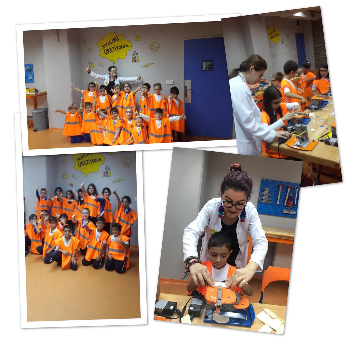 Floryakolej's tweet photo. Anasınıfı ve İlkokul öğrencilerimiz bugün Maker ruhunu keşfettiler. @benmakercom Ahşap Atölyemizde  Görsel Sanatlar öğretmenlerimiz Zerrin Bektaş ve Seda Genç eşliğinde ilk ahşap kesim deneyimini yaşadılar. Tüketmeden üreten Florya Koleji öğrencileri Maker kültürüyle yetişiyor. https://t.co/wTRTamLqy7